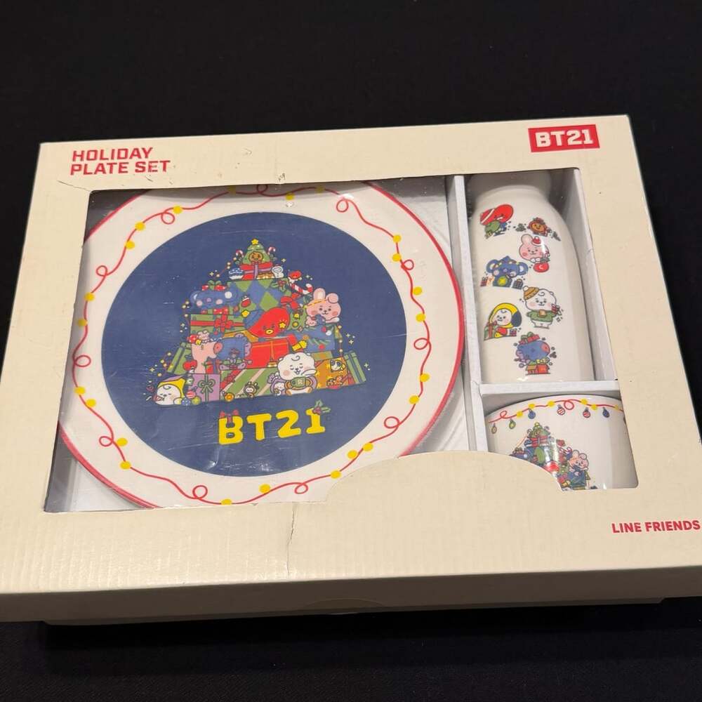 BT21 Holiday Plate Set Line Friends Holiday Gift Set 2022